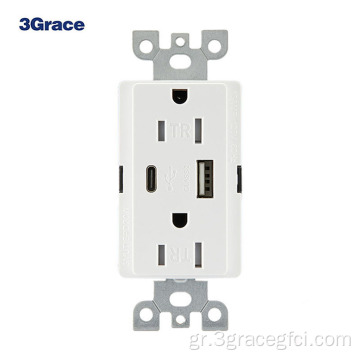 15A Τύπος A &amp; C Γρήγορη φόρτιση USB Outlet